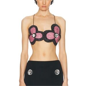 Tops Jumbo Crystal Beaded Flower Bra